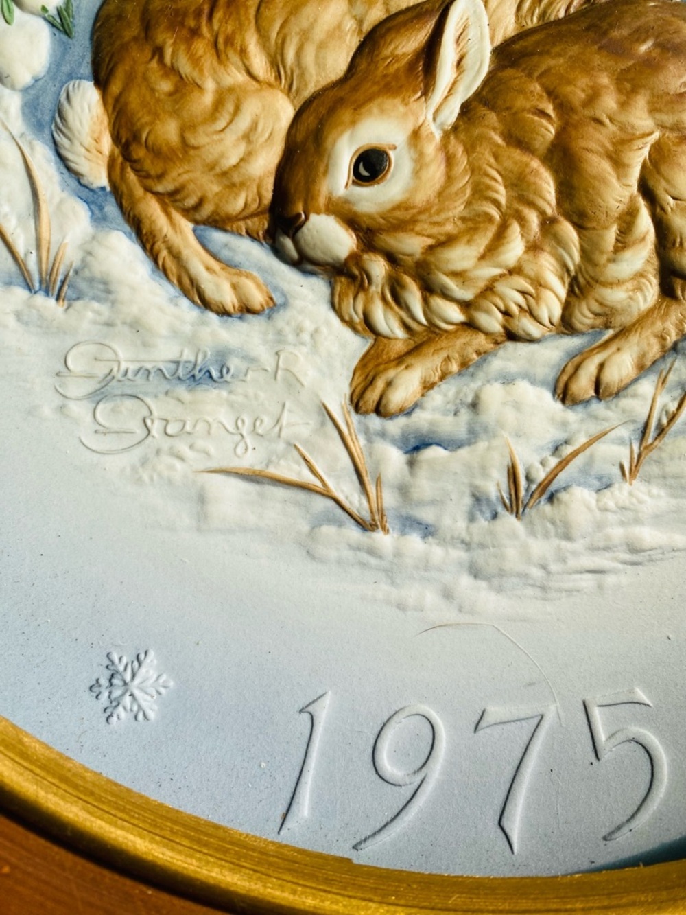 1975 Hutschenreuther Collector Plate Framed Bunnies Limited Ed Germany Porcelain - Picture 3 of 6